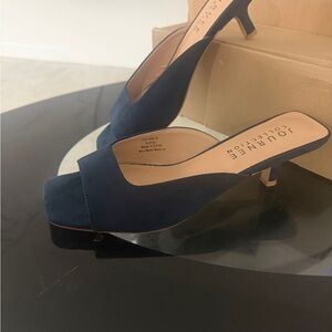 LARNA FAUX SUEDE PEEP TOE KITTEN HEELS